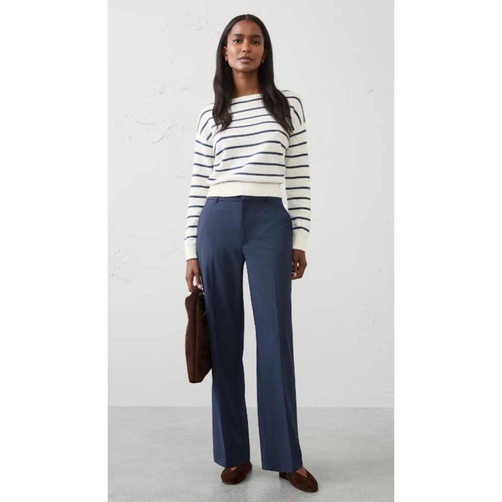 Banana Republic Women 10P Sculpted Stretch Trousers Blue Petite Workwear Pants